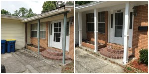 We fancied up the beams and painted the front of the house and the front door